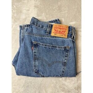 Levi’s 505 Jeans Men’s 38x29 Light Wash Straight Leg Denim USA Distressed Knee